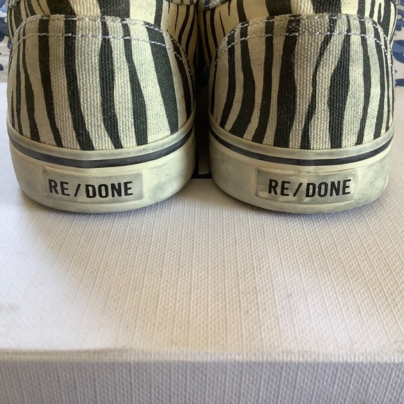 RE/DONE 70s Low Top Skate Sneaker Zebra Print Black White SZ 40 - Picture 8 of 15